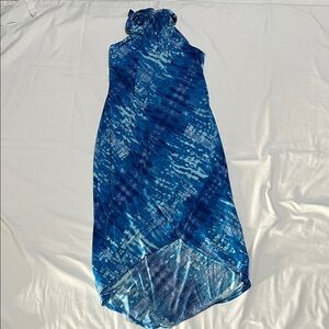 Blue Patterned halter Dress